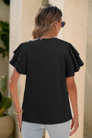 LDC Layered Ruffle Short Sleeve Round Neck Top