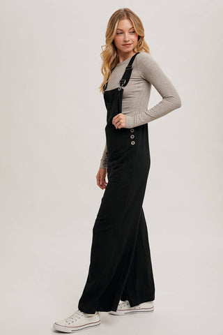 RELAXED WIDE LEG OVERALL JUMPSUIT: OATMEAL / S