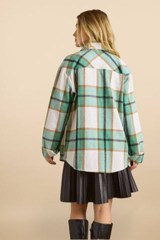 CEJ2586B -LONG SLEEVES BOYFRIEND FLANNEL SHACKET