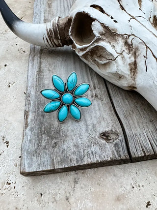 Western Turquoise Flower Ring