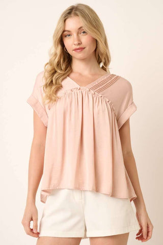 PIN TUCK DETAIL BABYDOLL BLOUSE