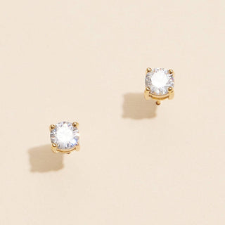 Round Cut 6mm Cubic Zirconia Stud Earrings in 18K Gold Dip: White Gold / One / 4DE38107