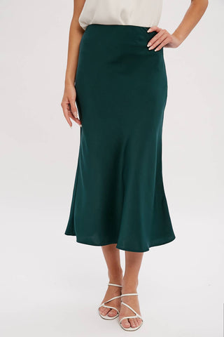 SATIN MIDI SKIRT: ASH / M