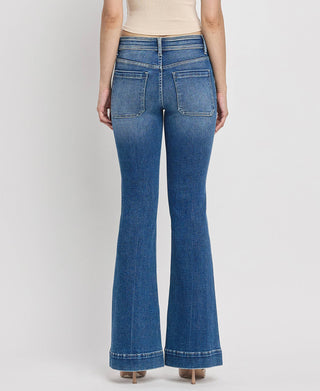 MID RISE TROUSER HEM FLARE JEANS T5848: GLEEFULLY / 24