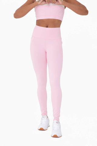 Tapered Band Essential Solid Highwaist Leggings: BLACK / S:M:L (2:2:2)