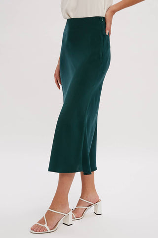 SATIN MIDI SKIRT: ASH / M