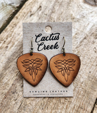 "Nashville"  Handmade Tooled Leather Western Earrings