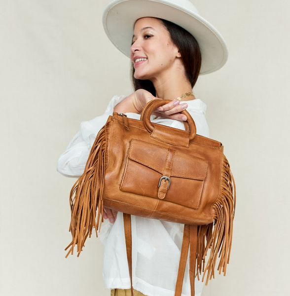 Frisco Handcrafted Leather Crossbody Bags: Cognac