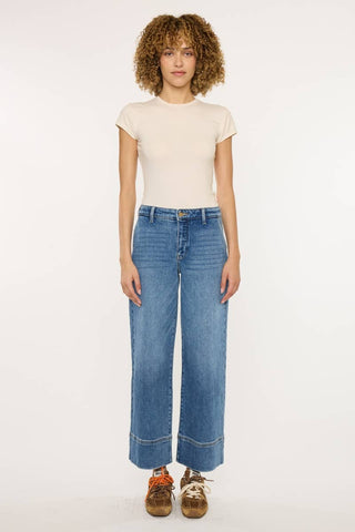 OPEN PACK HIGH RISE CROPPED WIDE LEG JEANS-KC9400D