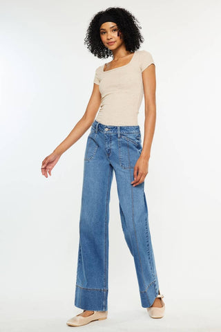 SALE MID RISE WIDE LEG JEANS-KC70100MD