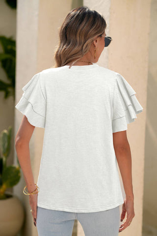 LDC Layered Ruffle Short Sleeve Round Neck Top