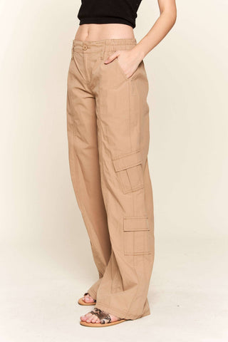 LEP3207-LOW-RISE CASUAL CARGO PANTS: OLIVE / M