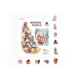 Wooden Jigsaw Puzzle Pocket size 40 PCS - Holiday Happy NY