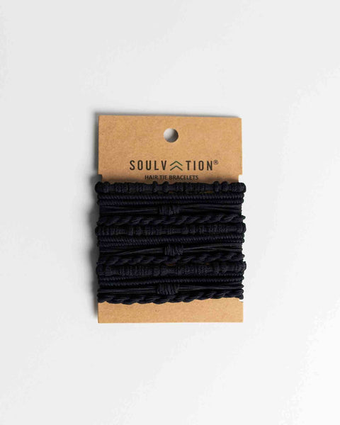 Boho Hair Ties: Braided Black/Tan