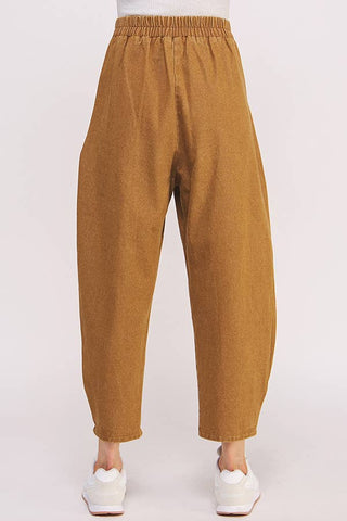 HIGH WAIST PLEATED BAGGY ANKLE LENGTH TROUSERS: MOCHA / S