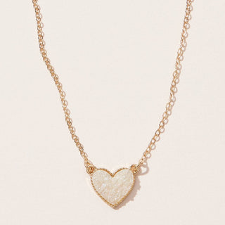 Mama Pendant & Druzy Stone Heart Set Necklace: Gold / One / BNE3093