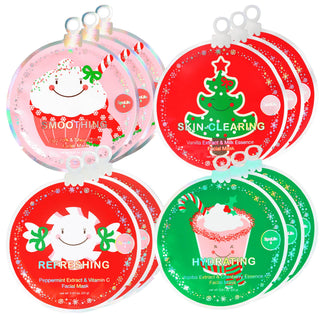 Holiday Stocking Stuffer Assorted Facial Masks -12 Pk Bundle