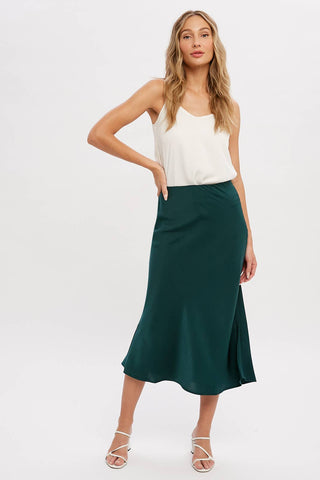 SATIN MIDI SKIRT: ASH / M