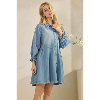 SALE Overfit Button Down Denim Shirt Dress