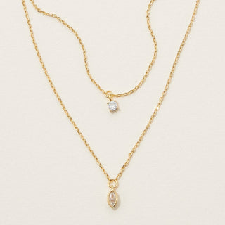 Gold Dipped Cubic Layered Necklace: GD / One / HN846