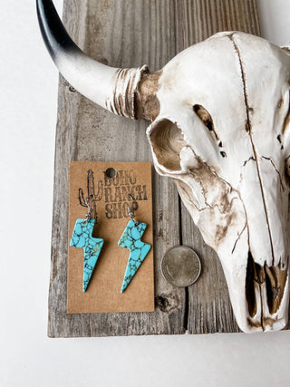 Lightning Bolt Dangle Earrings Thunder Bolt Earrings Earring: Turquoise