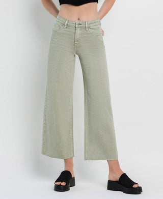 HIGH RISE WIDE LEG JEANS T5872SWP: SWAMP / 24