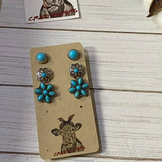 Turquoise Stud Sets-3-Pairs: Set #1