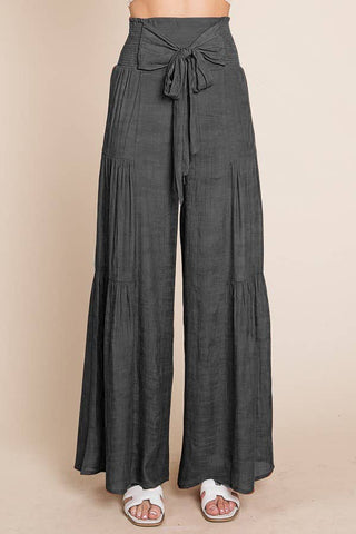 Tie front ruched waist back pants (Plus available) JBJ1033: Rust / L