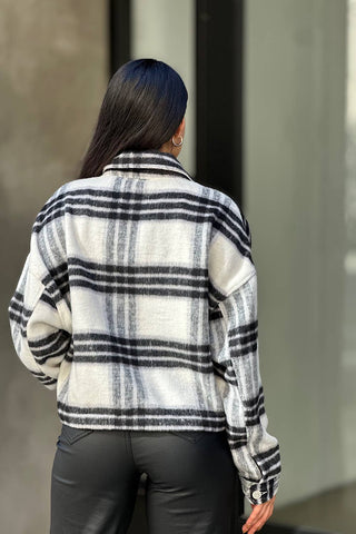 Drop Shoulder Cropped Plaid Shacket / Flannel Jacket: Anahi / S