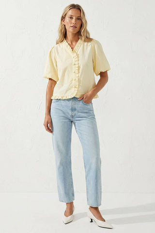 Ruffle Detail Bubble Sleeve Top