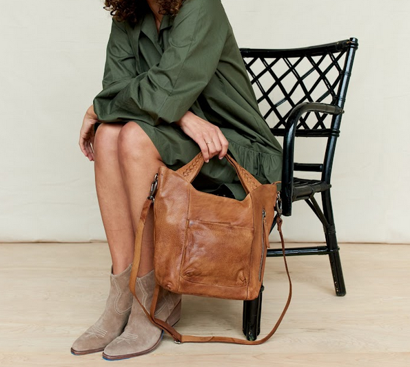 Mason Handcrafted Leather Tote/Crossbody Bags: Charcoal