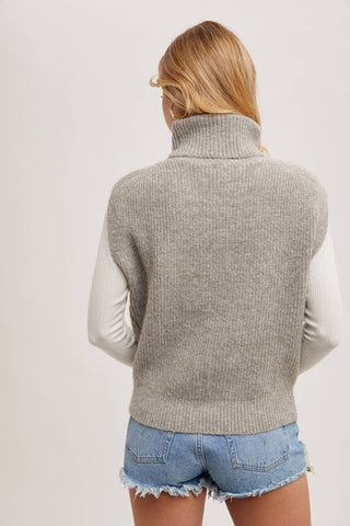 TURTLENECK SWEATER KNIT VEST: H.GREY / M/L