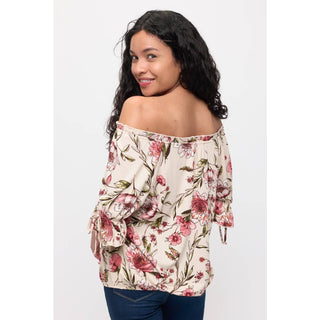 FLORAL ITY BABY RUFFLE NECK TIE SLEEVE PEASANT