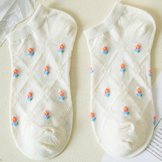 Rufia - Vintage Embossed  Floral Ankle Socks: Floral / Average