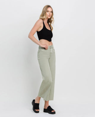 HIGH RISE WIDE LEG JEANS T5872SWP: SWAMP / 24