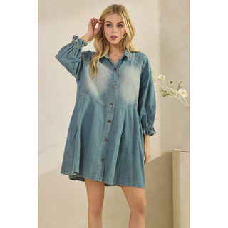 SALE Overfit Button Down Denim Shirt Dress