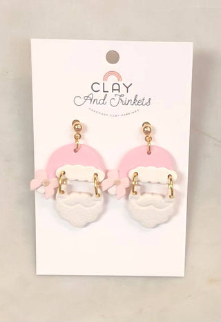 Santa Claus Earrings: Pink