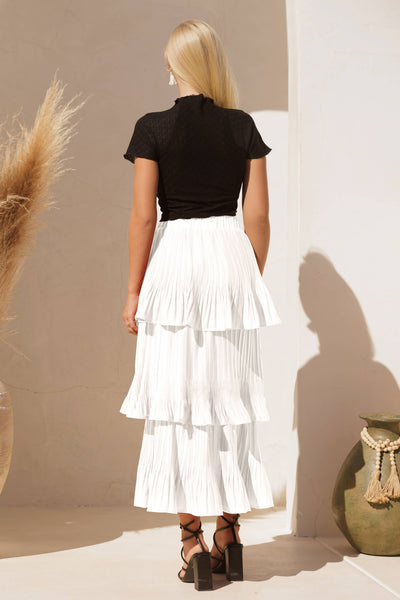 QS8365 Pleated Tiered Skirt: TERRA COTTA / LARGE