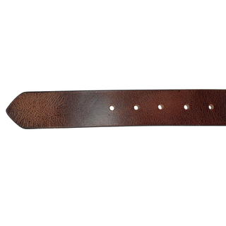 Leather Brown Belt with Vintage Silver Buckle: Medium / Medium