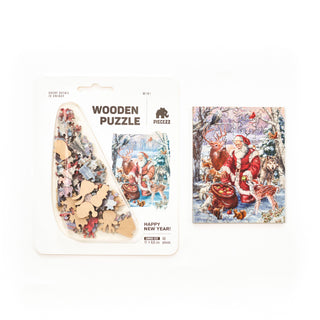 Wooden Jigsaw Puzzle Pocket size 40 PCS - Holiday Happy NY