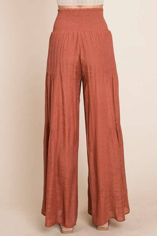 Tie front ruched waist back pants (Plus available) JBJ1033: Rust / L