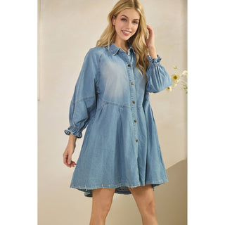 SALE Overfit Button Down Denim Shirt Dress