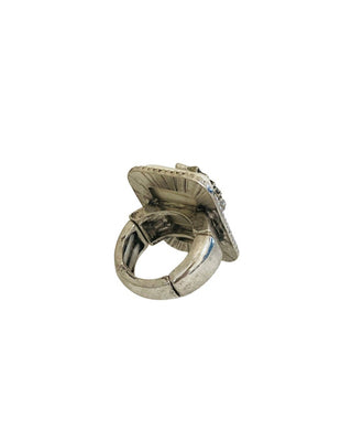 Rectangle stone ring 806-R021: White