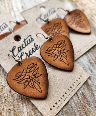 "Nashville"  Handmade Tooled Leather Western Earrings