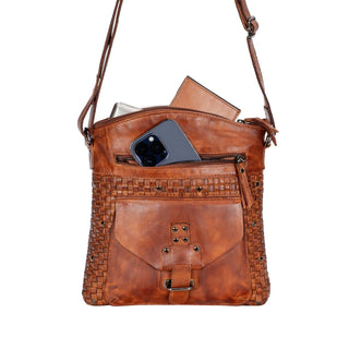 Leather Elsa Shoulder Bag -WS005: Cognac