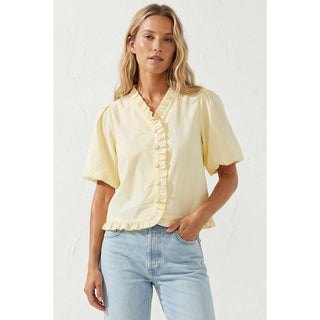 Ruffle Detail Bubble Sleeve Top