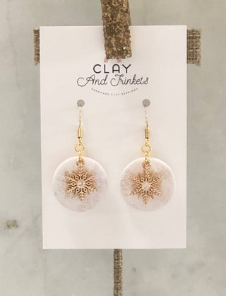 Snowflake Dangle Disc Earrings