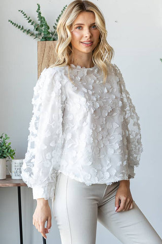 Mesh Flower Embroidery Blouse