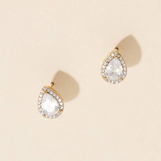 Pear-Shaped Cubic Zirconia Stud Earrings 18K Gold Dipped: Gold / One / 4DE38109