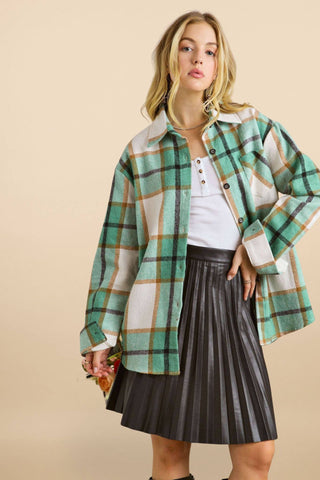 CEJ2586B -LONG SLEEVES BOYFRIEND FLANNEL SHACKET